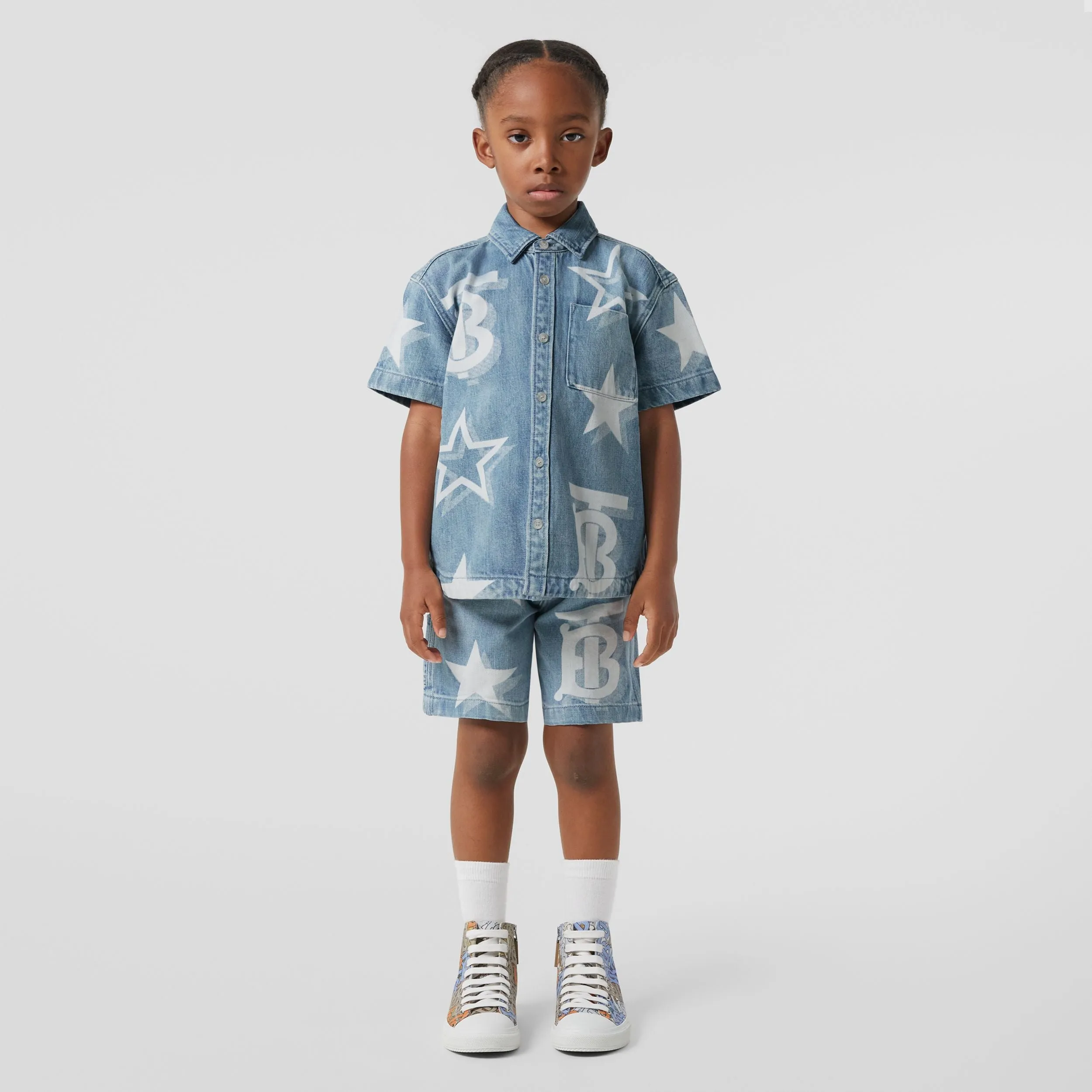 Burberry TB Star Print Japanese Denim Shorts