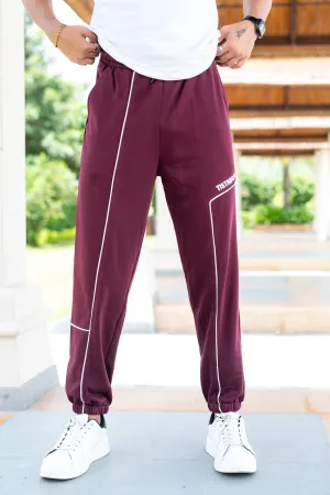 Burgundy Tistabene Printed Cotton Joggers