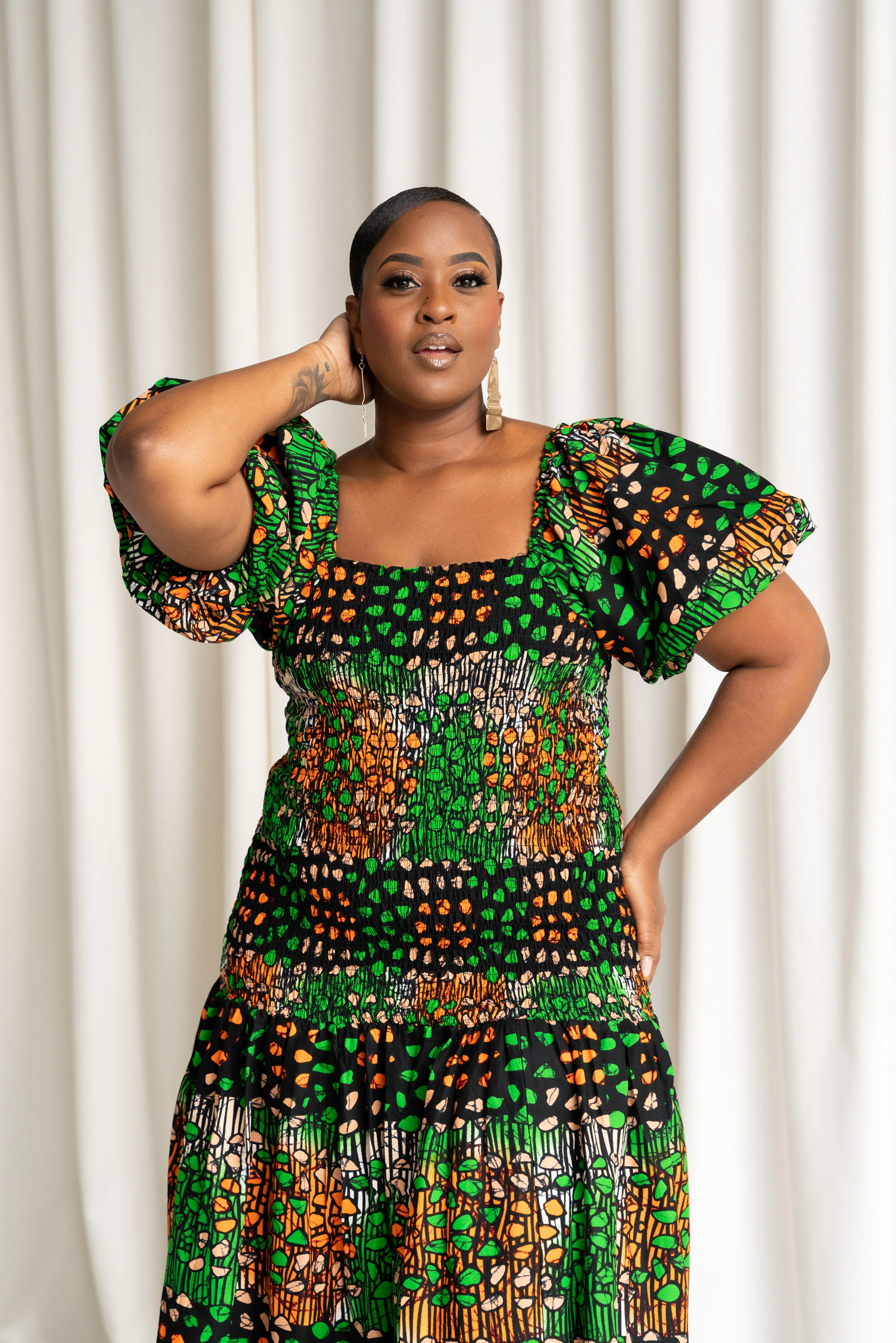 BUSAYO African print smocked body maxi dress