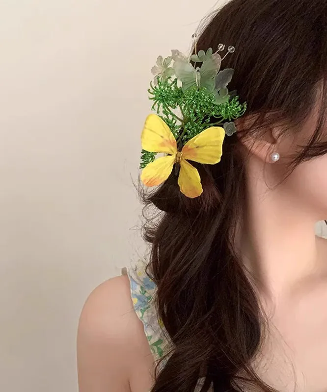 Butterfly Hairpin Alloy Blue Retro Floral