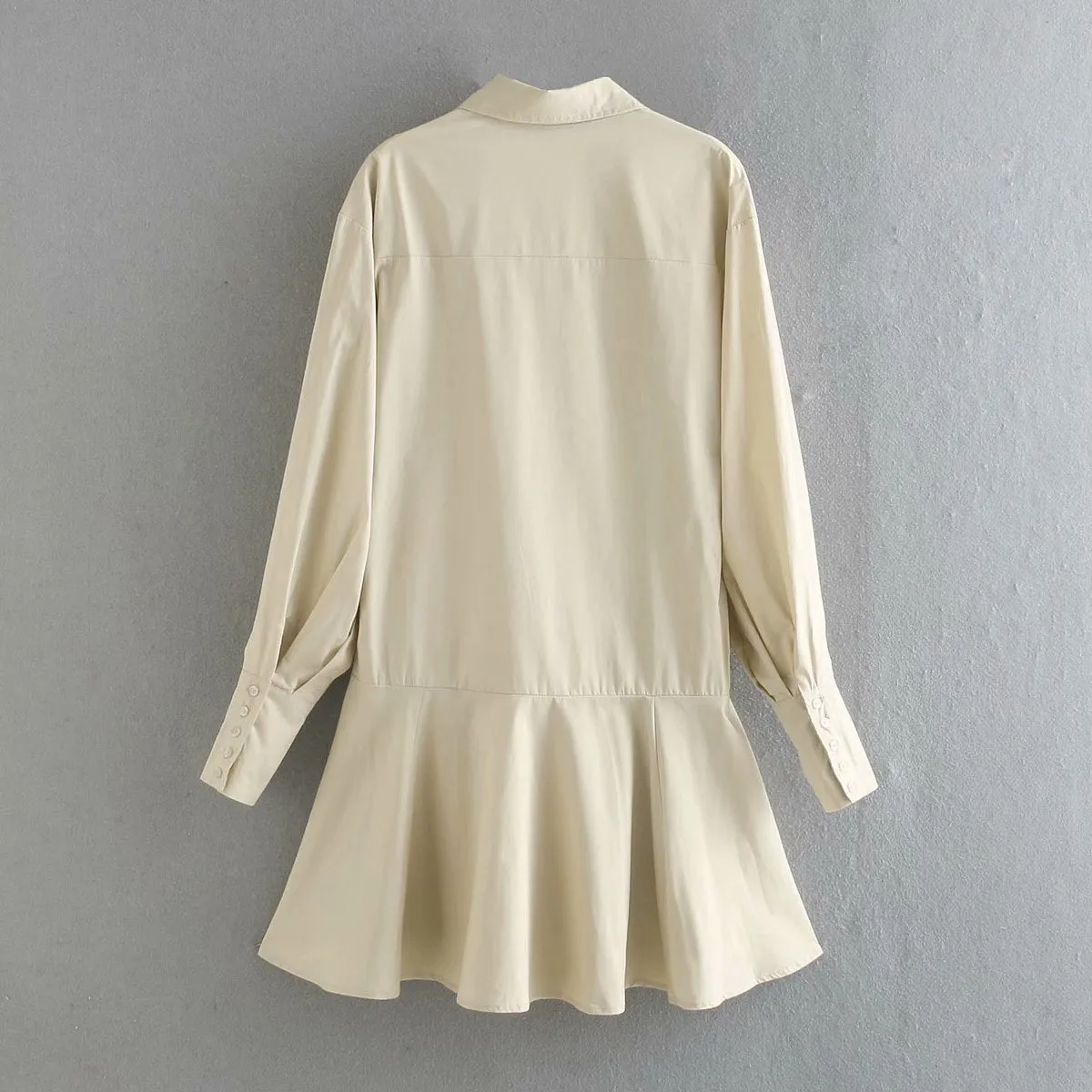 Button Pleated Splicing Folds Shirts Mini Dresses