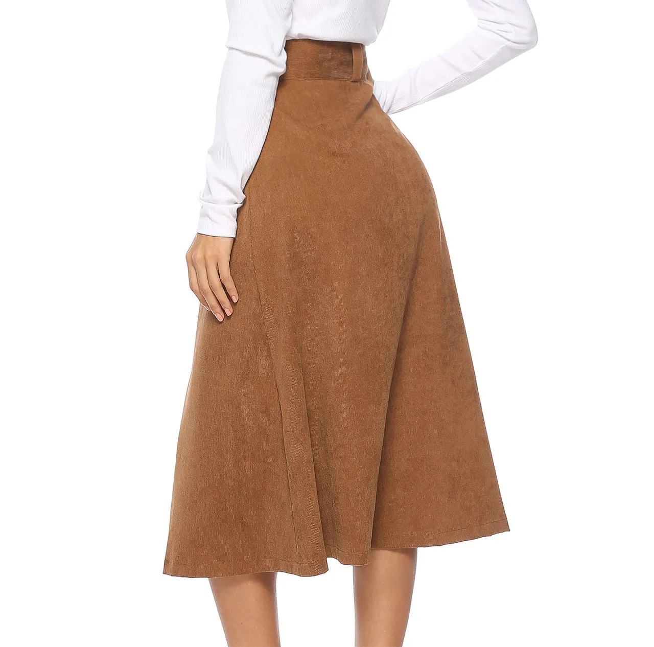 Button Pocket A Word Big Swing Skirt