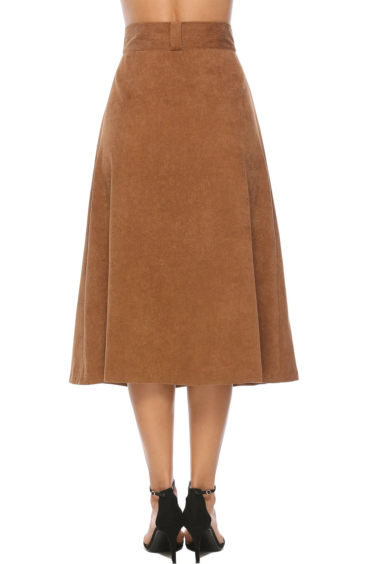 Button Pocket A Word Big Swing Skirt