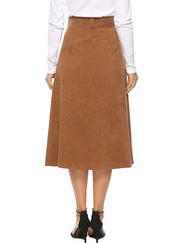 Button Pocket A Word Big Swing Skirt