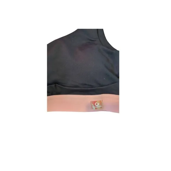 Cajubrasil Women's M Asymmetrical Sports Bra Black And Peach Workout Top New