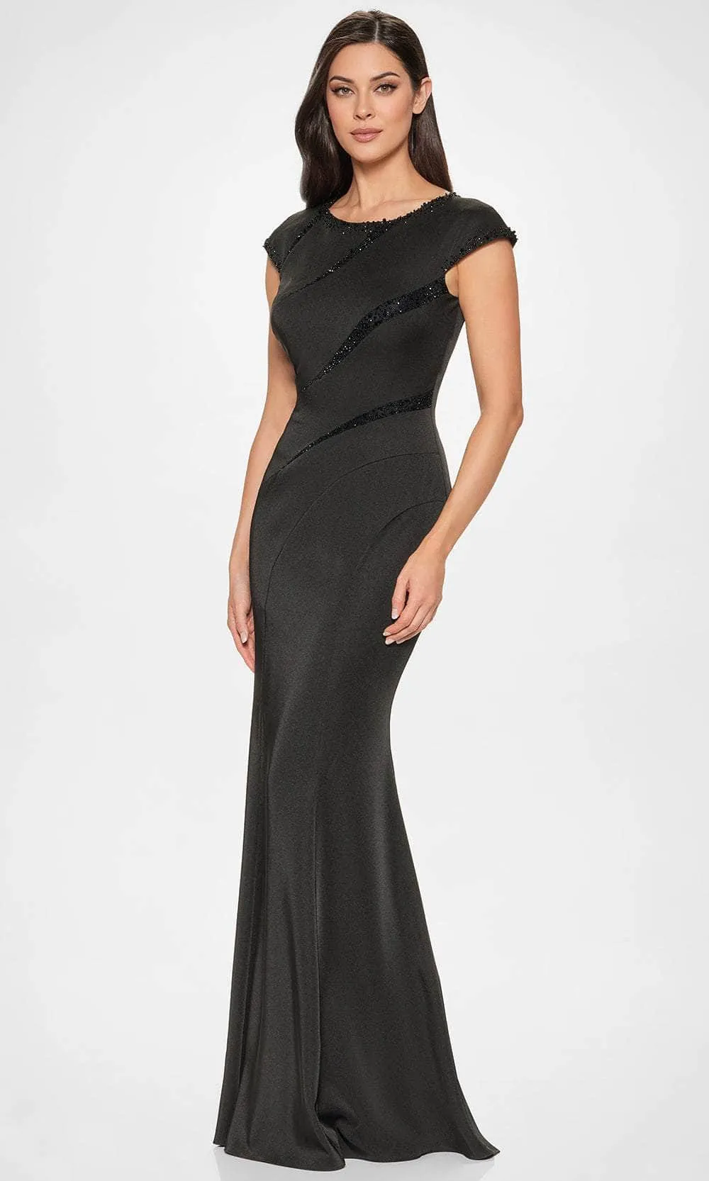 Cameron Blake CB204 - Cap Sleeve Sheath Evening Gown