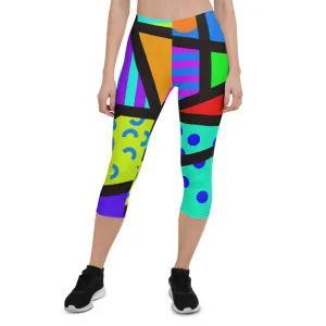 Capri Leggings, Harajuku Memphis Rainbow