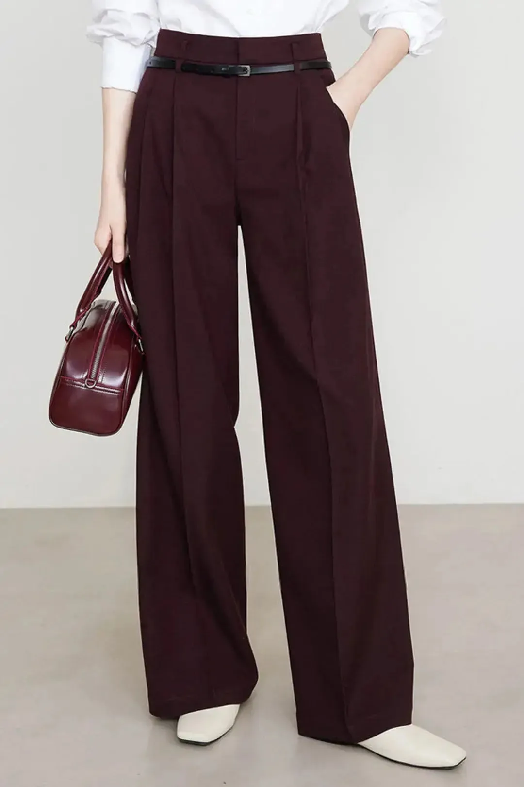 Carrie  - Solid Wide Leg Woman's Casual Pants
