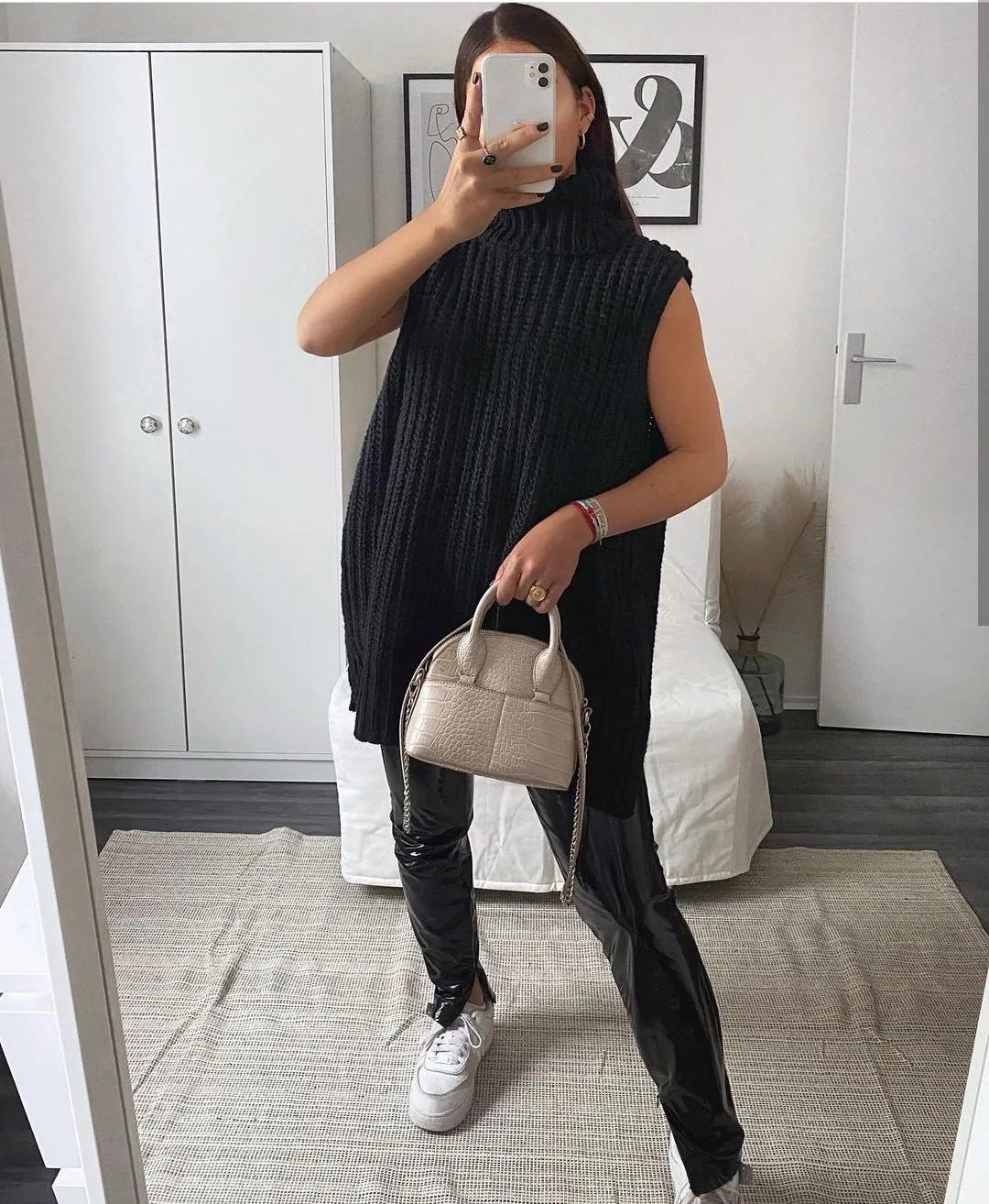 Casual Pile Collar High-collared Sweaters Mini Dresses