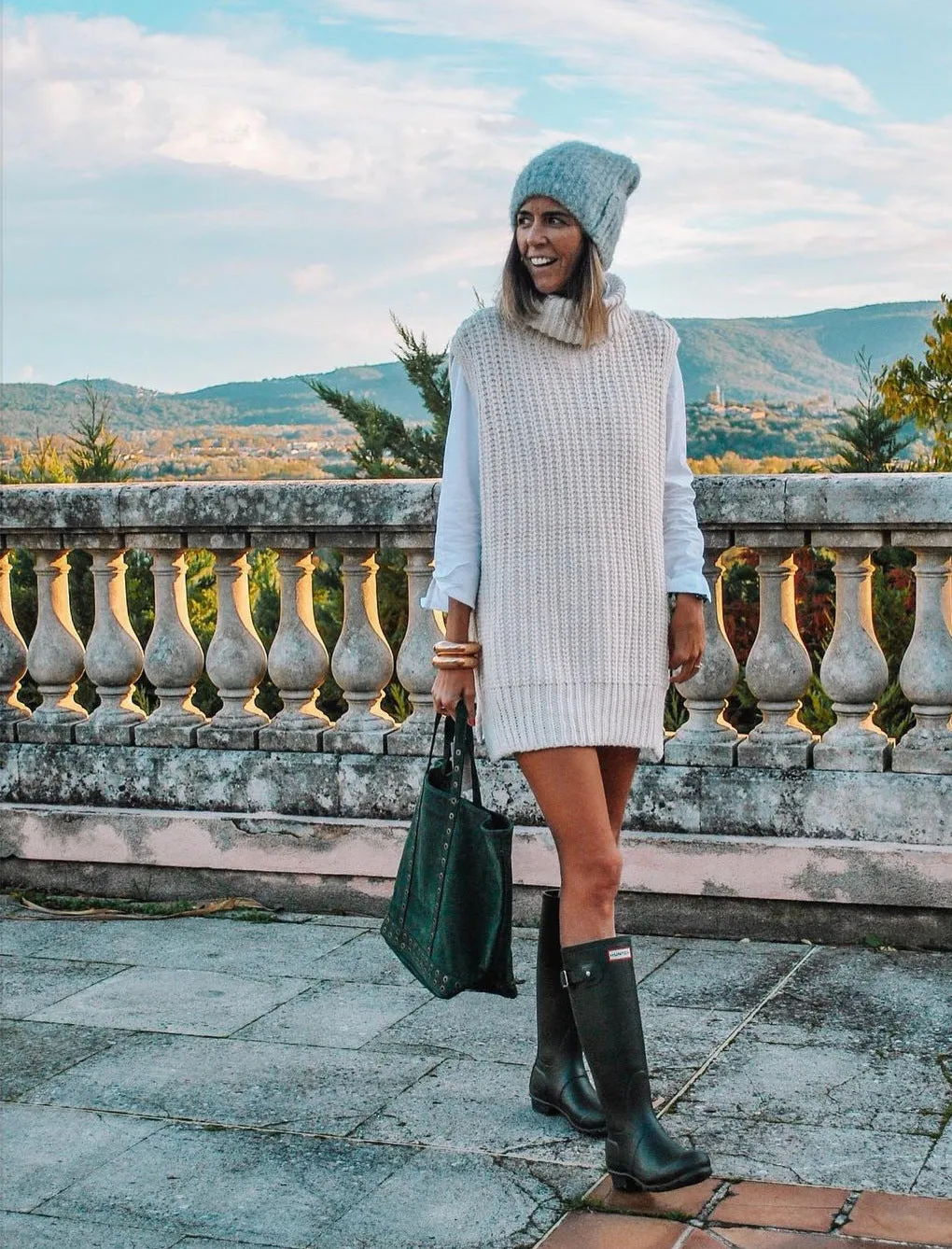 Casual Pile Collar High-collared Sweaters Mini Dresses