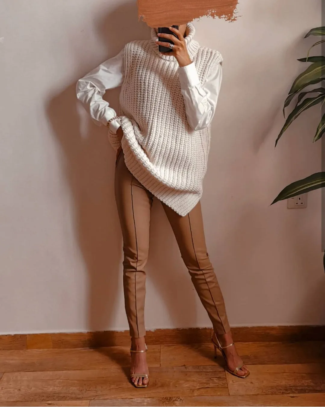 Casual Pile Collar High-collared Sweaters Mini Dresses