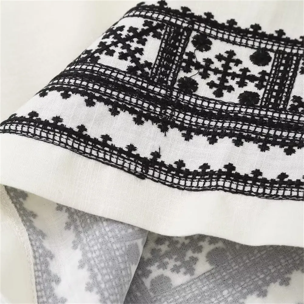 Casual Print Linen High Waist Pants Women