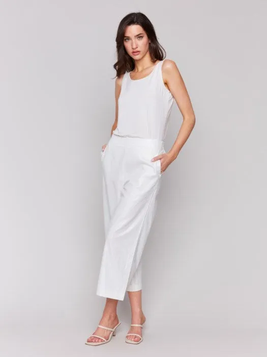 Champagne Foil Linen Stretch Pants