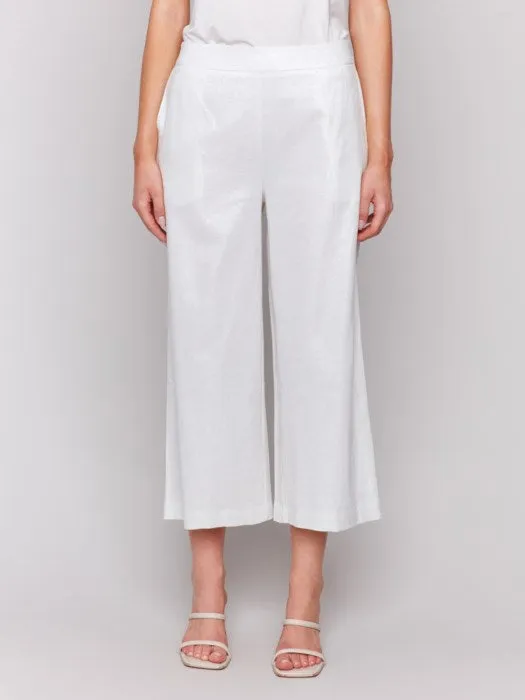 Champagne Foil Linen Stretch Pants