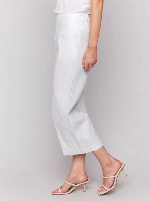 Champagne Foil Linen Stretch Pants