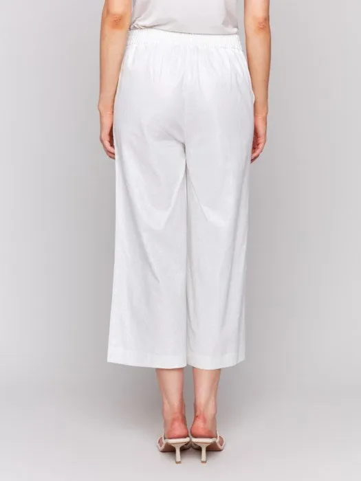 Champagne Foil Linen Stretch Pants