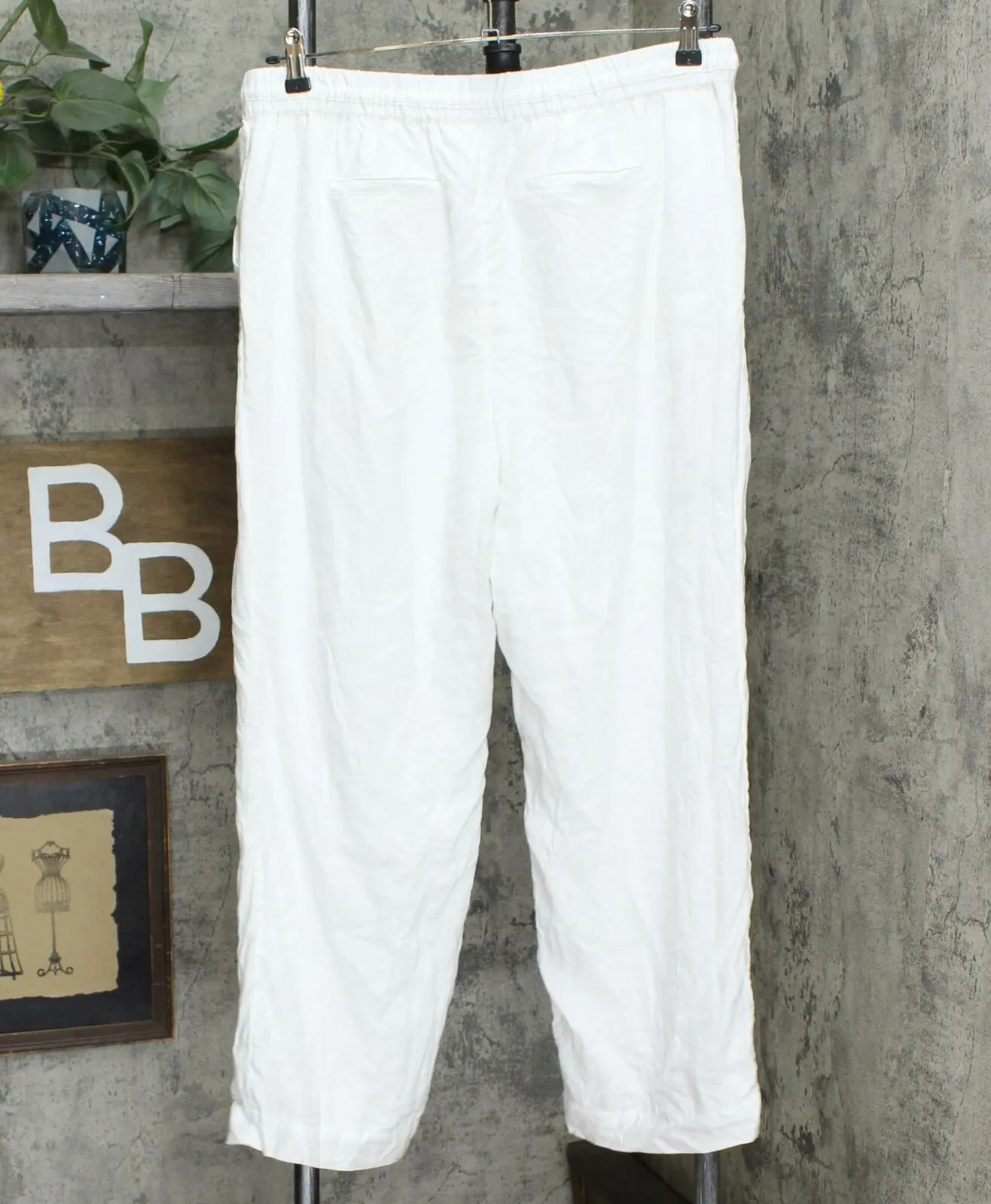 Charter Club Women's Linen Drawstring Waist Pants Bright White Large