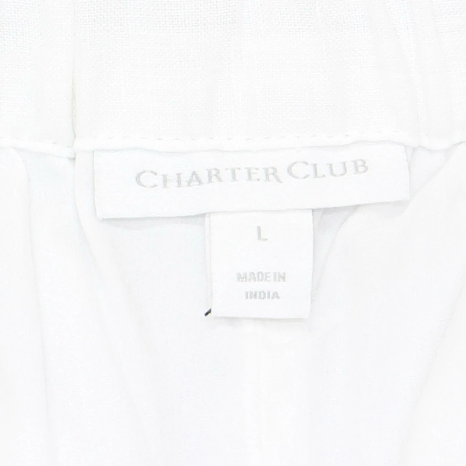 Charter Club Women's Linen Drawstring Waist Pants Bright White Large