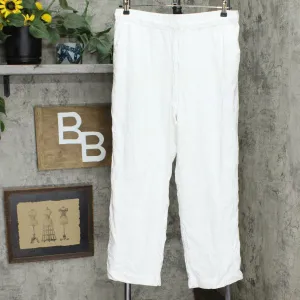 Charter Club Women's Linen Drawstring Waist Pants Bright White Large