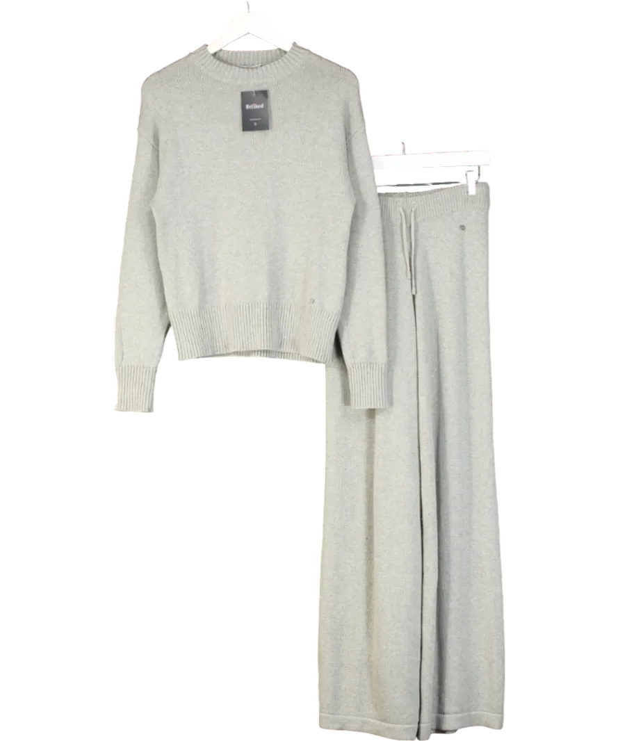 Chelsea Peers Grey Cotton Cashmere Blend Knitted Joggers And Sweatshirt UK 6
