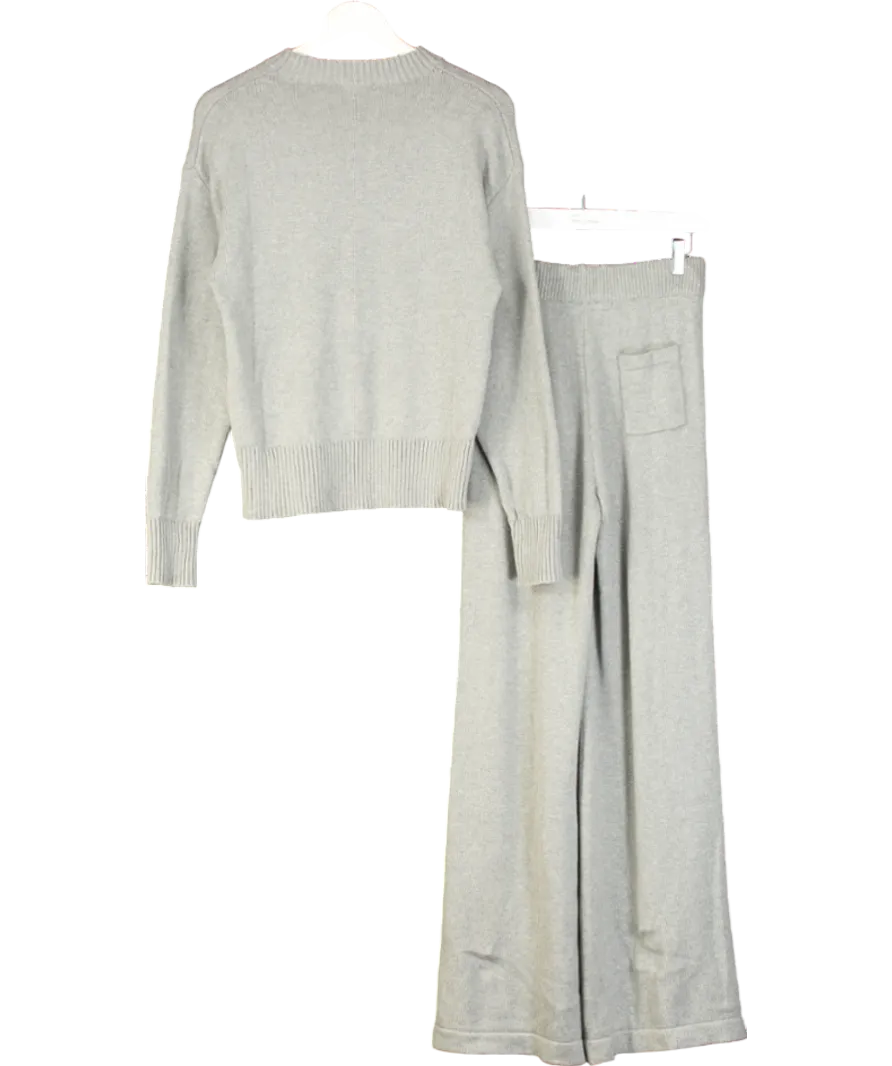 Chelsea Peers Grey Cotton Cashmere Blend Knitted Joggers And Sweatshirt UK 6