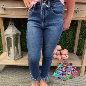 Children's Medium Wash Denim Fringed Hem Jeans
