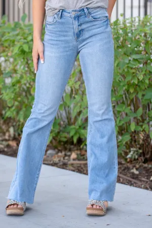Chloe High Rise Fray Hem Boot Cut