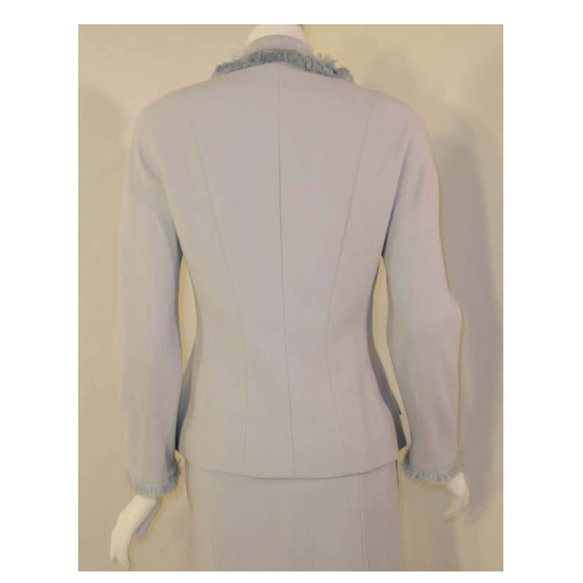 CHRISTIAN DIOR 1990s 2 pc Light Blue Skirt Suit