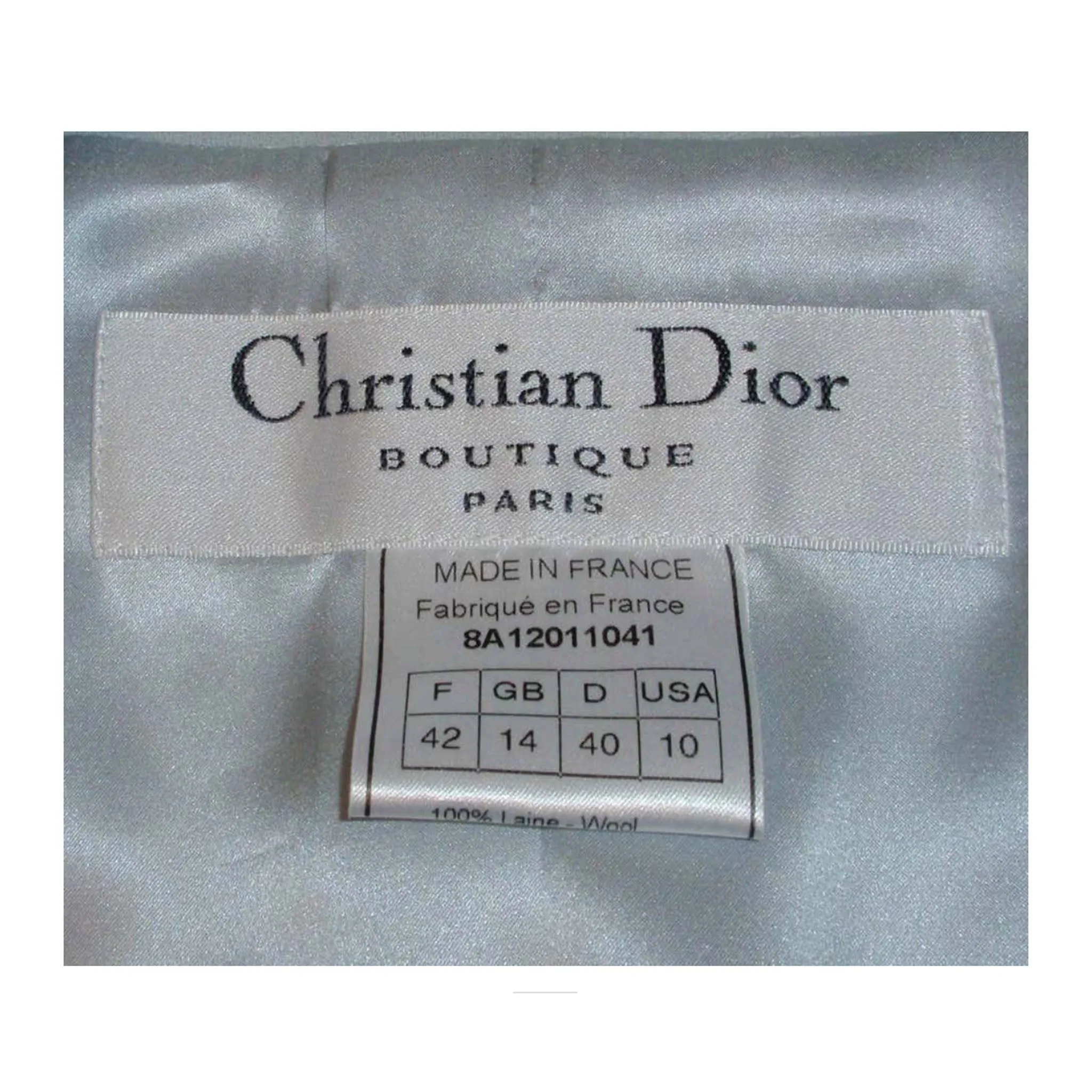 CHRISTIAN DIOR 1990s 2 pc Light Blue Skirt Suit