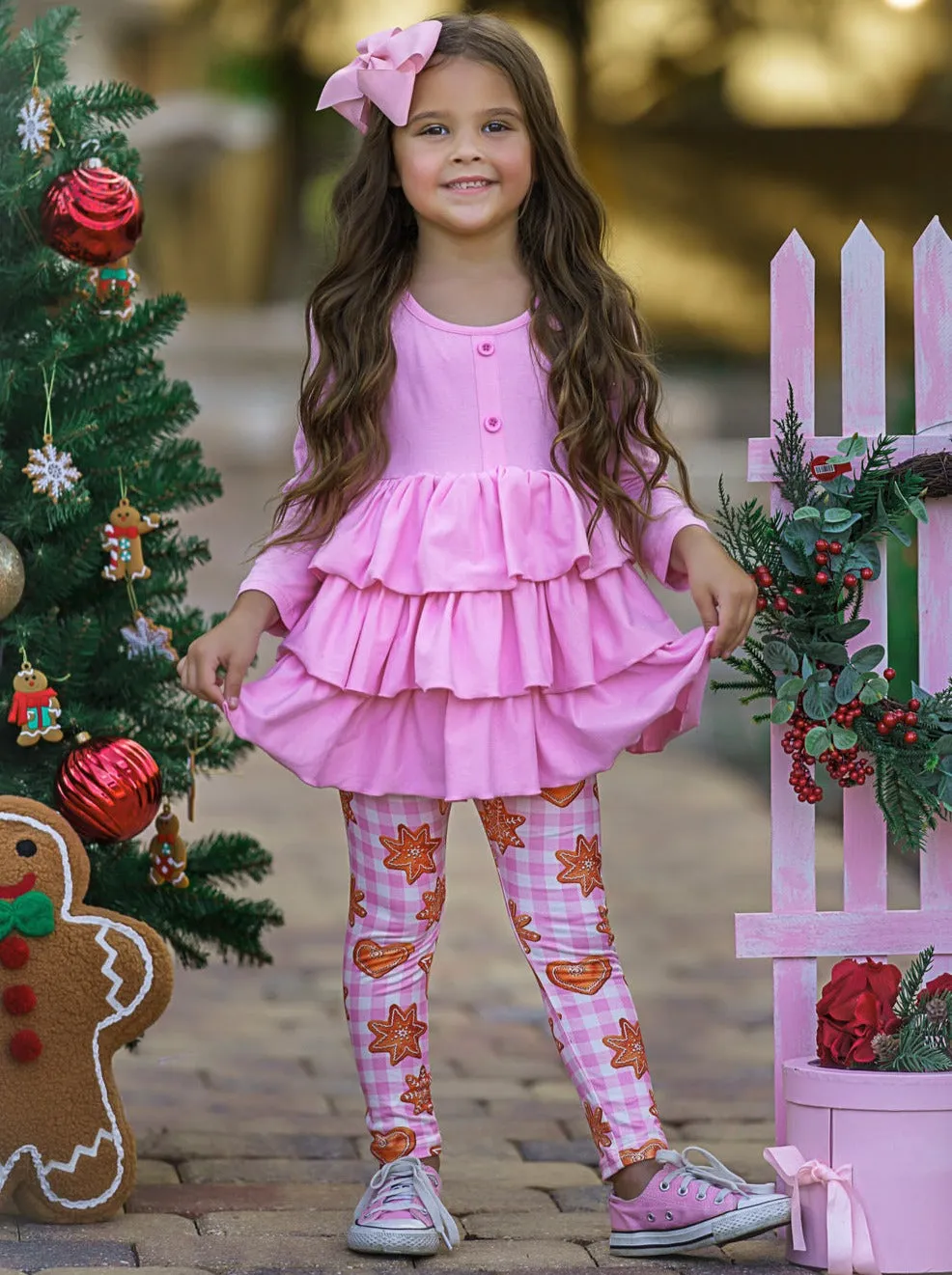 Christmas Cookies Tiered Ruffle Tunic and Legging Set