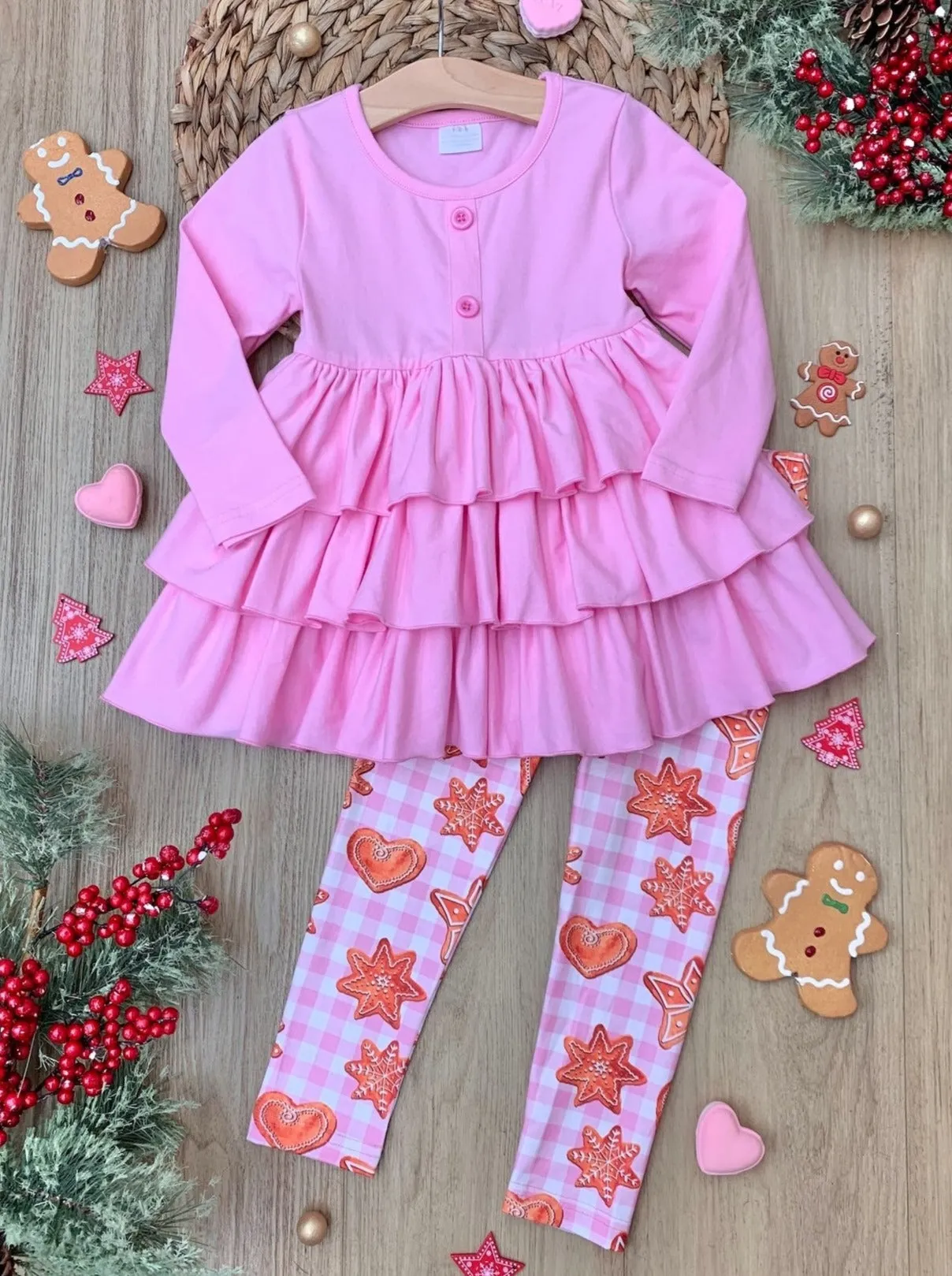 Christmas Cookies Tiered Ruffle Tunic and Legging Set