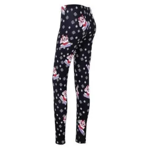 Christmas Snowflake Santa Claus Print Skinny Leggings - Black 2xl