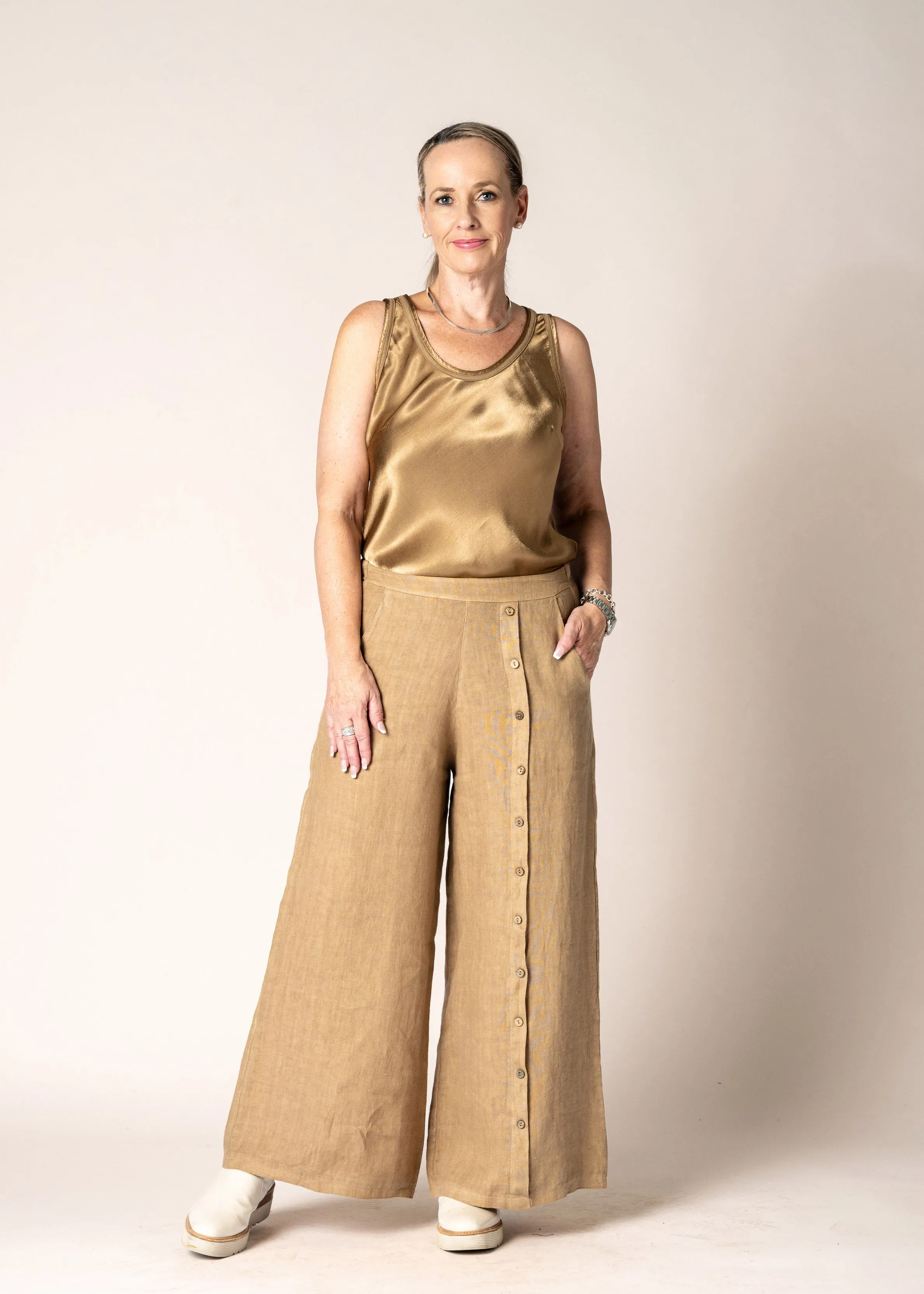 Clair Linen Pants in Desert