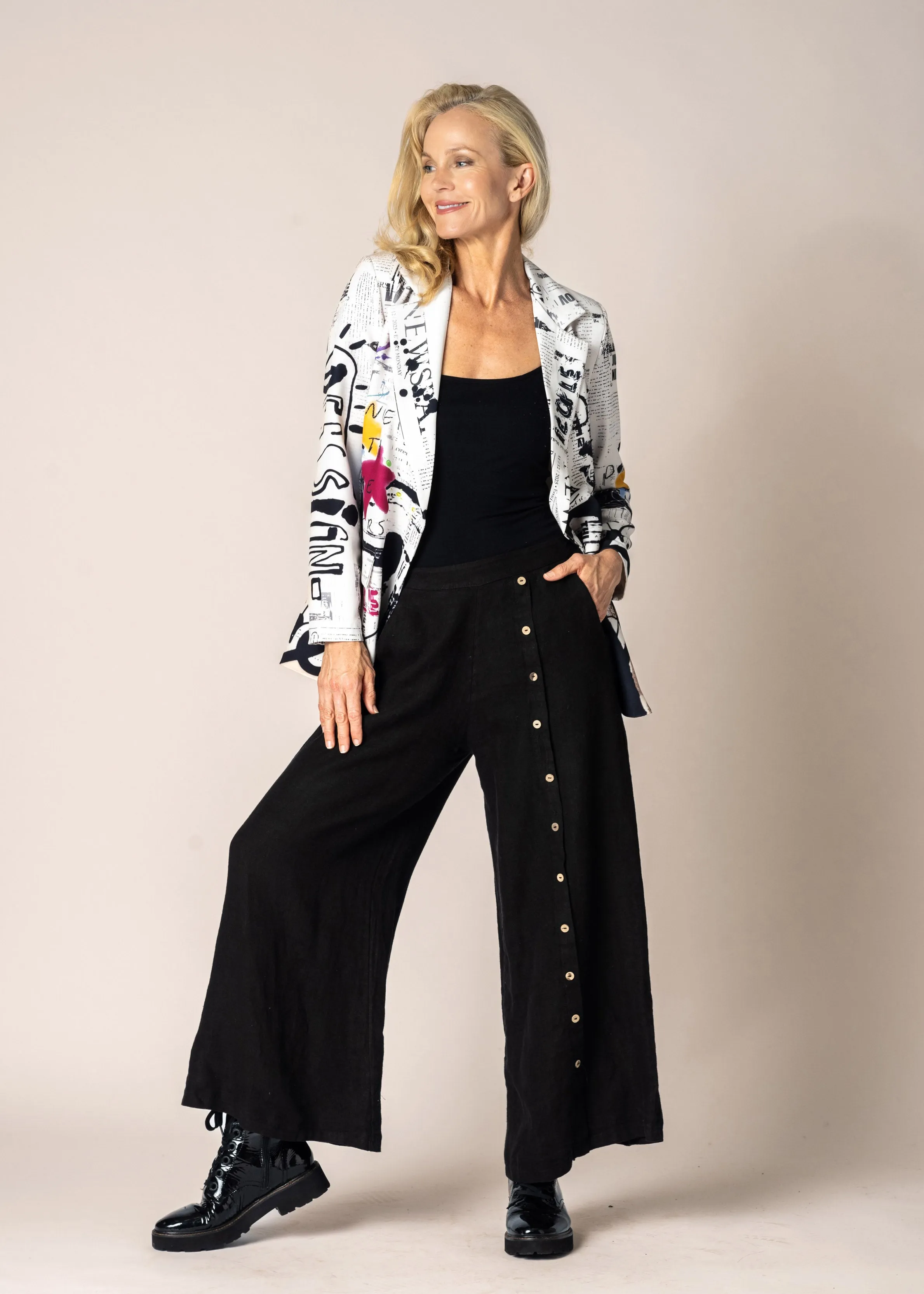 Clair Linen Pants in Onyx