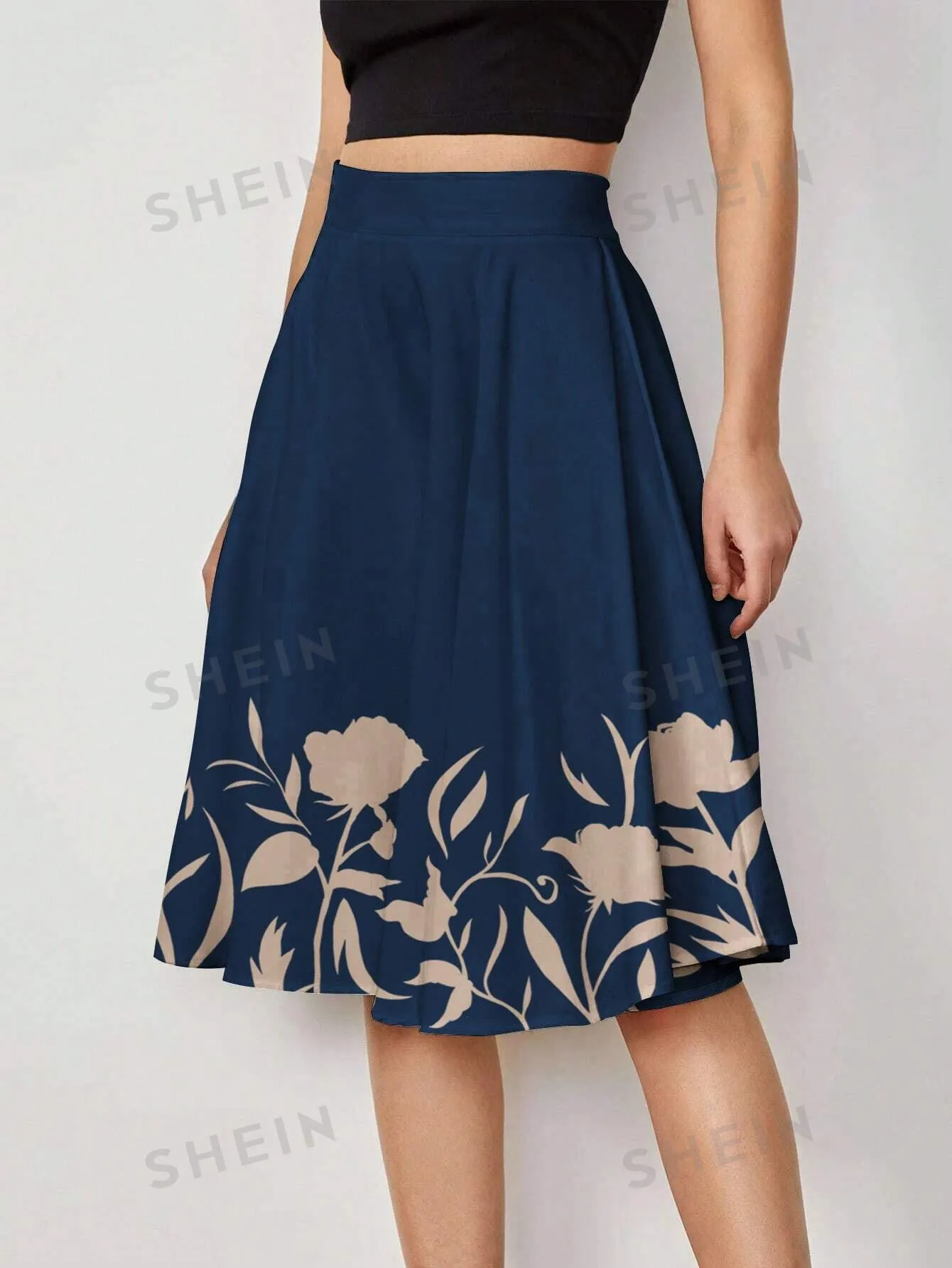Clasi Women's Simple Daily Floral Printed A-Line Skirt