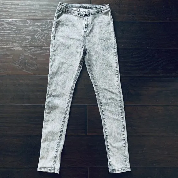 Classic Fashion Vintage 80s Grey Acid Washed High Rise Jeggings/Leggings Size L