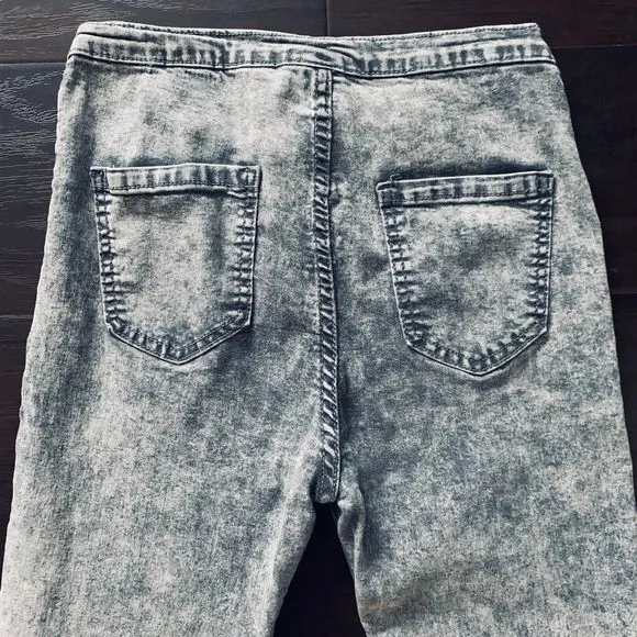 Classic Fashion Vintage 80s Grey Acid Washed High Rise Jeggings/Leggings Size L