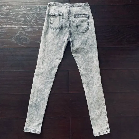 Classic Fashion Vintage 80s Grey Acid Washed High Rise Jeggings/Leggings Size L