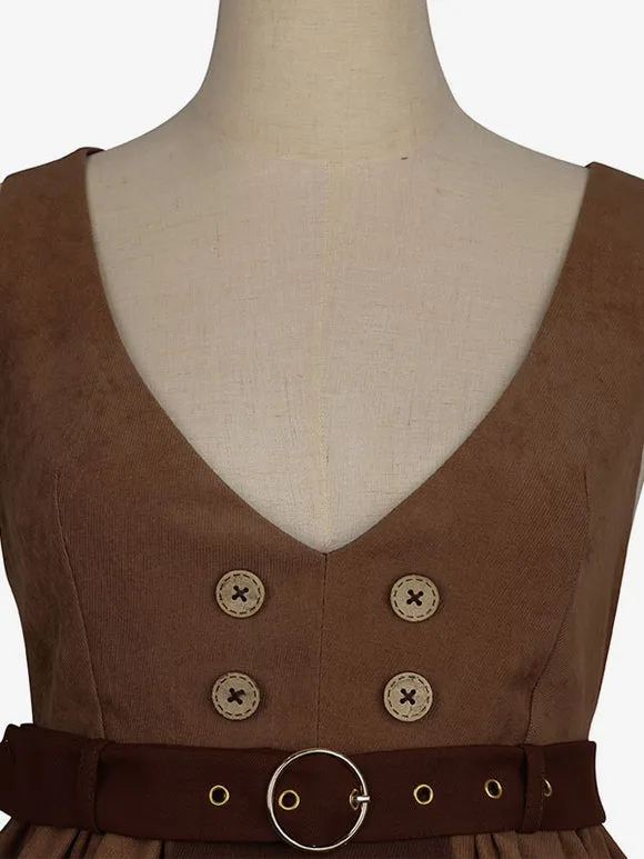 Classical Lolita Dress Polyester Bows Lolita Dresses Sleeveless Academic Coffee Brown