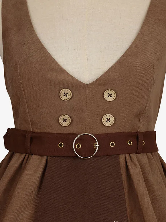 Classical Lolita Dress Polyester Bows Lolita Dresses Sleeveless Academic Coffee Brown