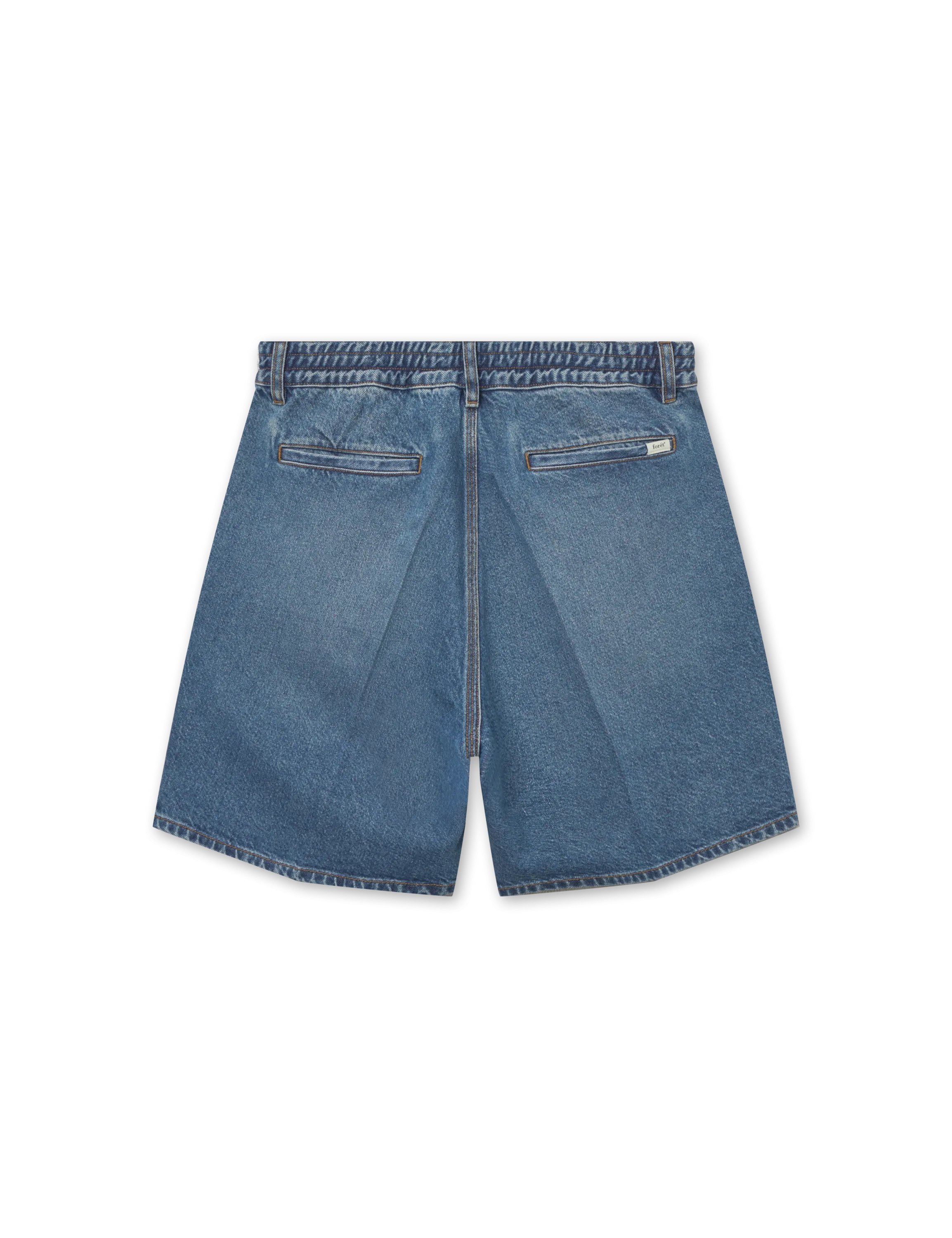 Clay Creased Denim Shorts | Vintage Blue