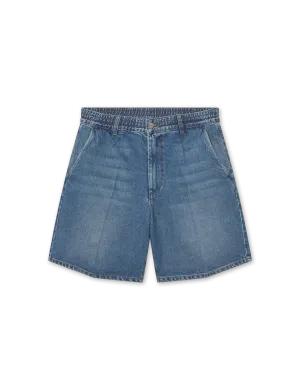 Clay Creased Denim Shorts | Vintage Blue