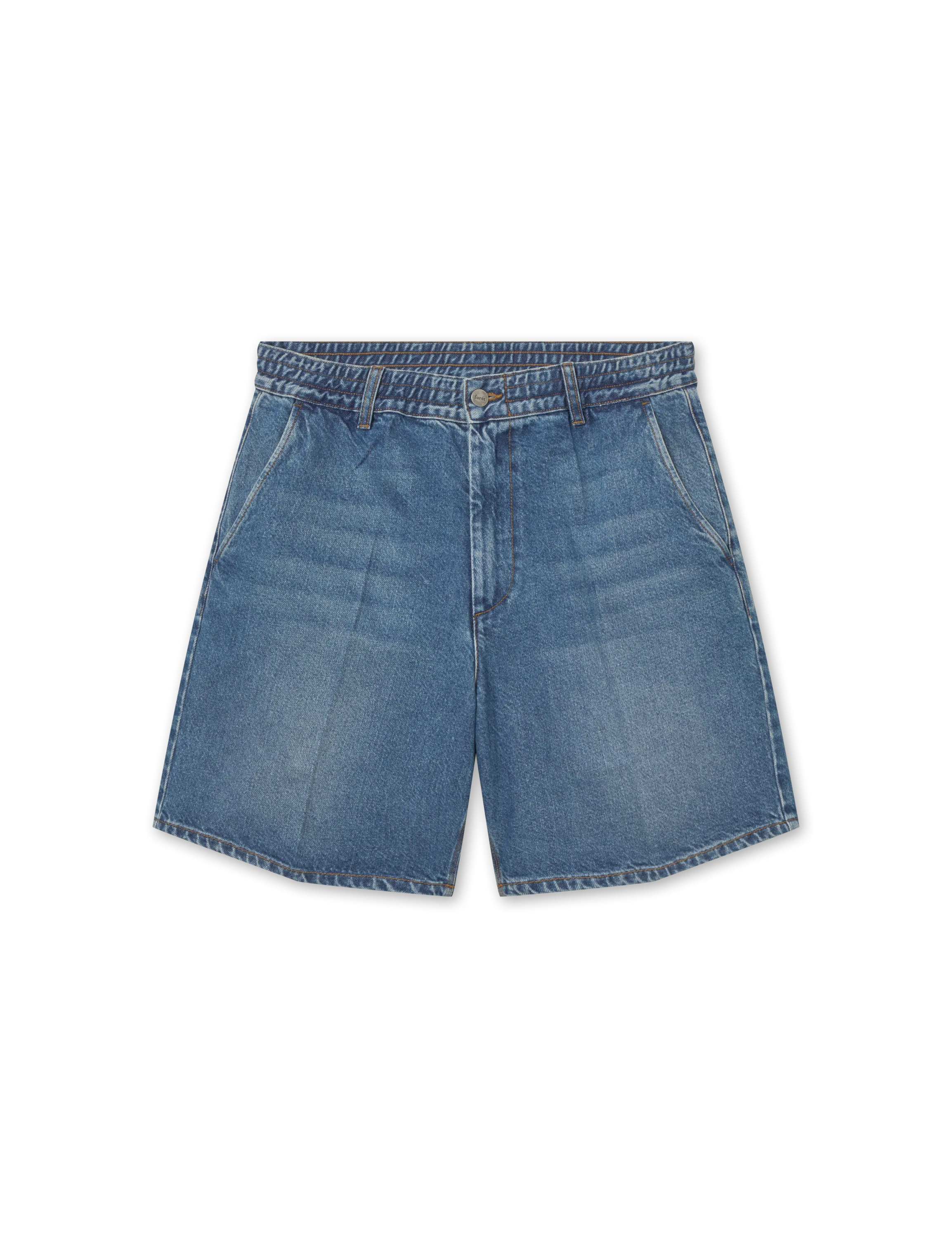 Clay Creased Denim Shorts | Vintage Blue