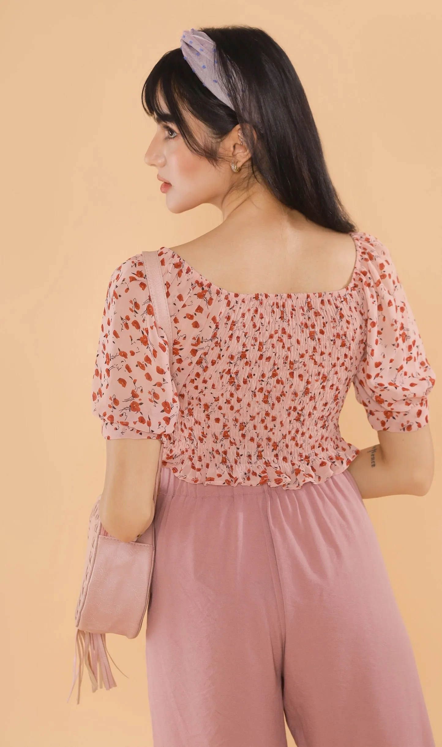 CLOVER Front-Pocket Flowy Pants (Pink)