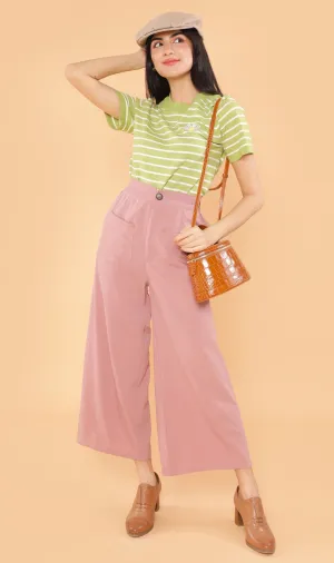 CLOVER Front-Pocket Flowy Pants (Pink)