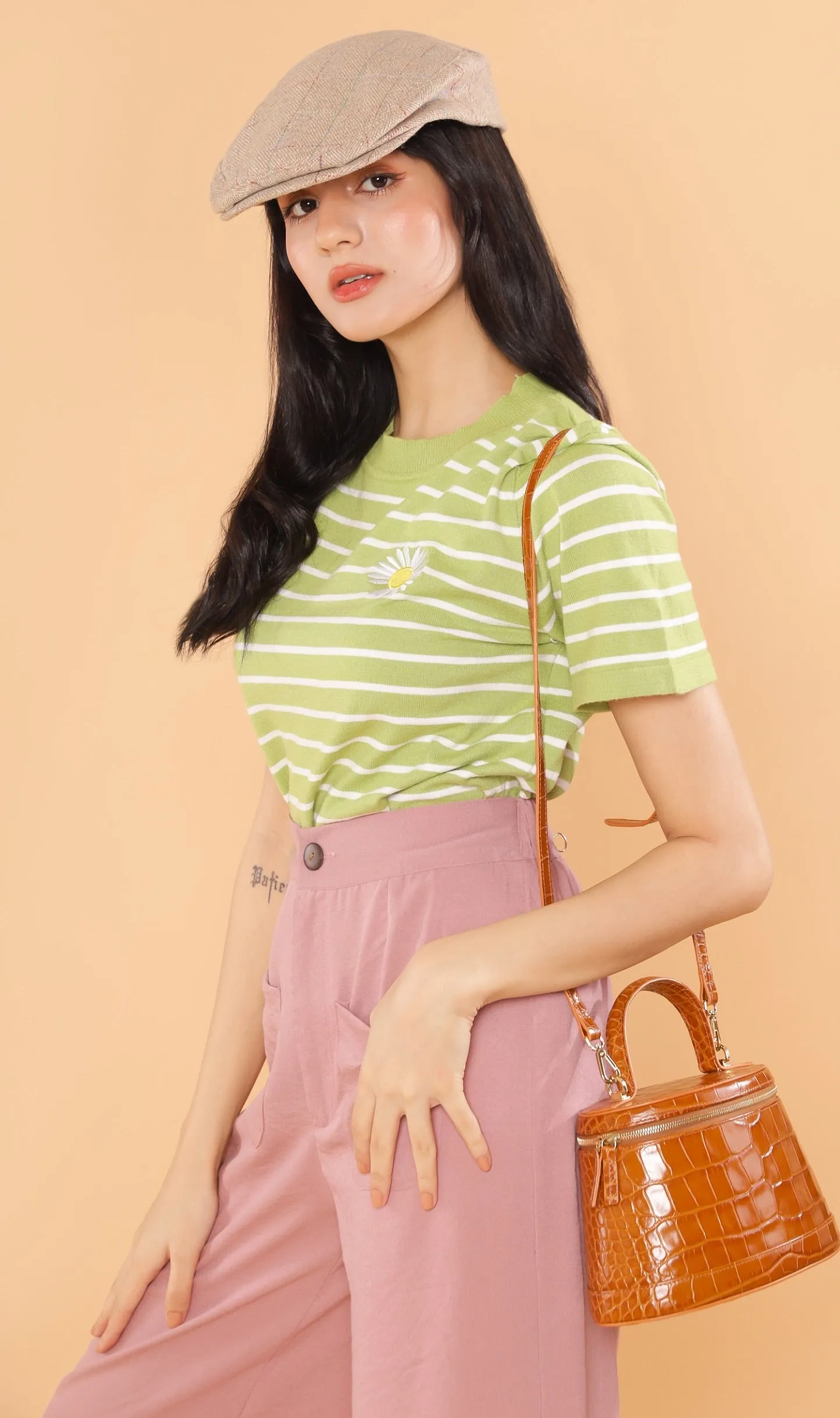 CLOVER Front-Pocket Flowy Pants (Pink)