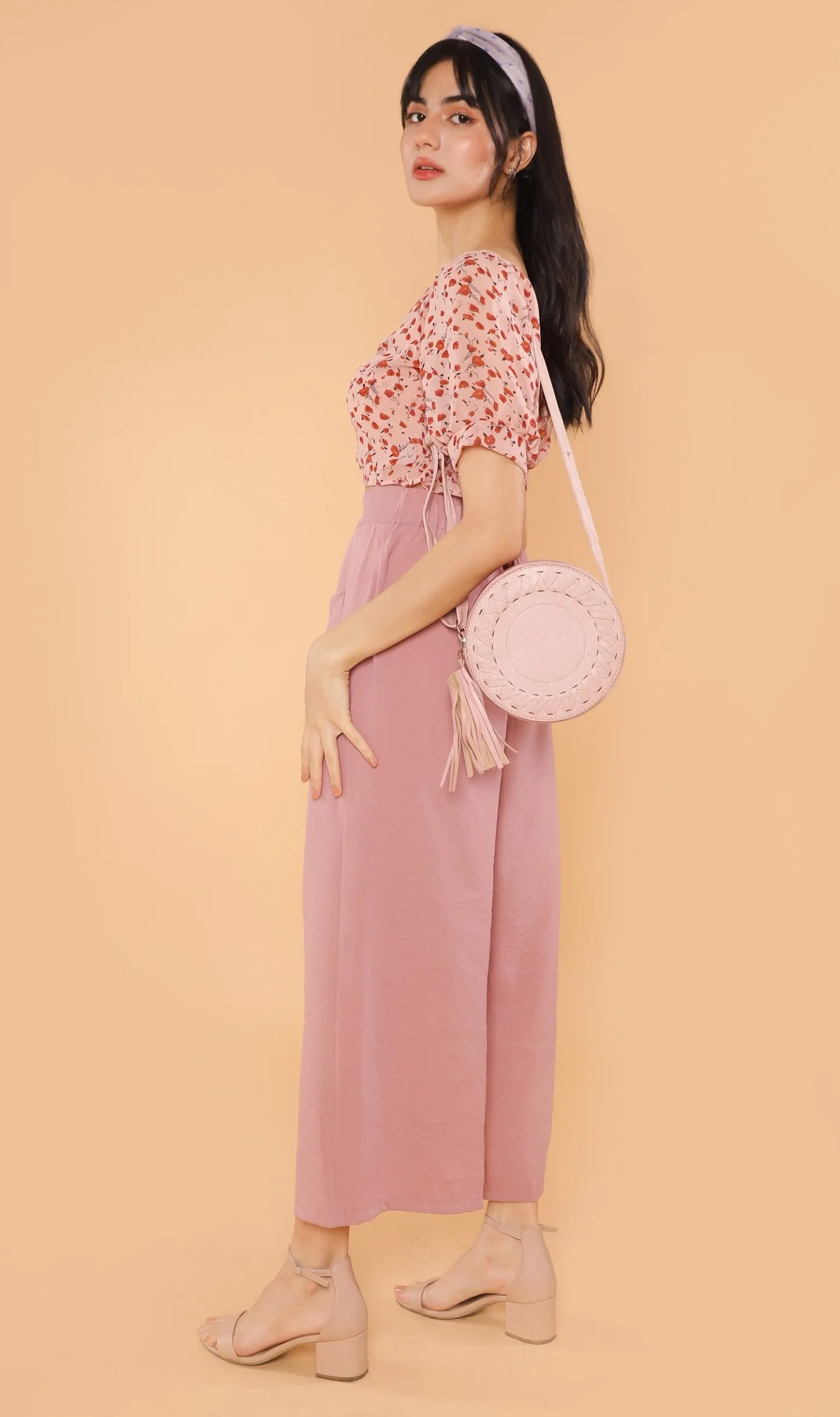 CLOVER Front-Pocket Flowy Pants (Pink)