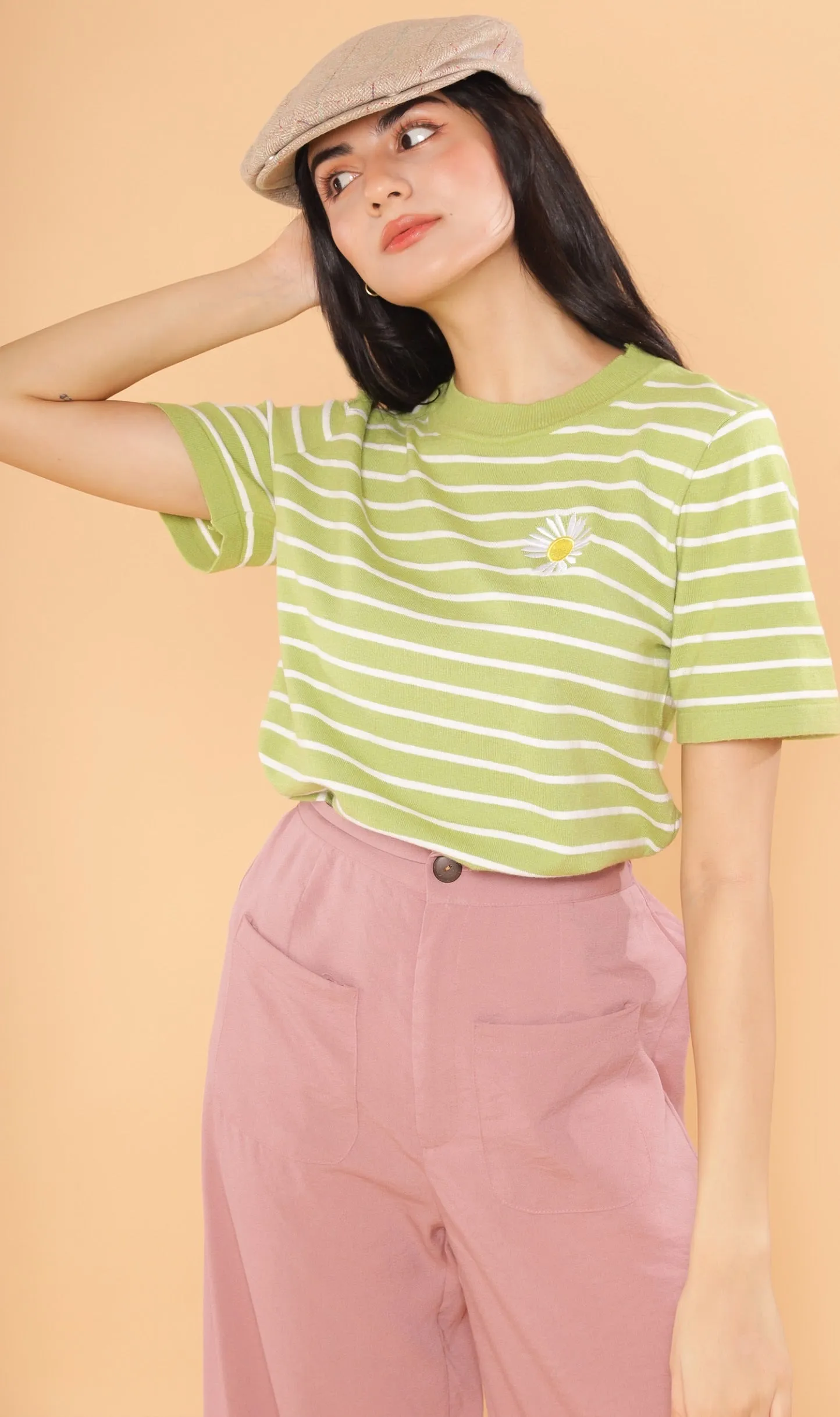 CLOVER Front-Pocket Flowy Pants (Pink)