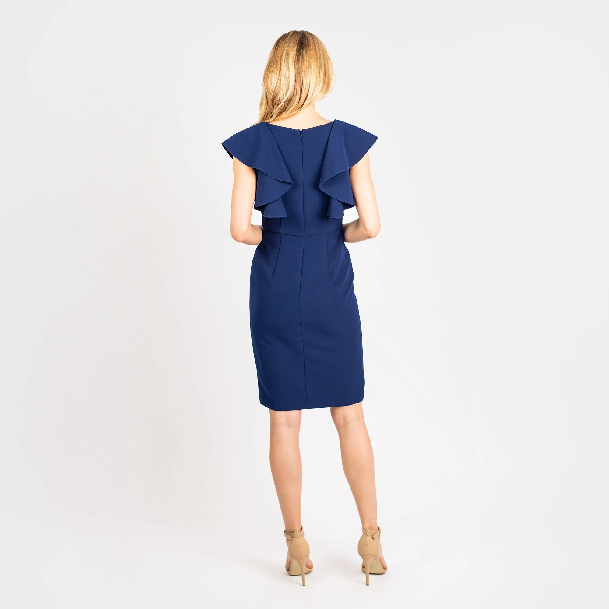 CN7198 Flounced Slvs Sheath