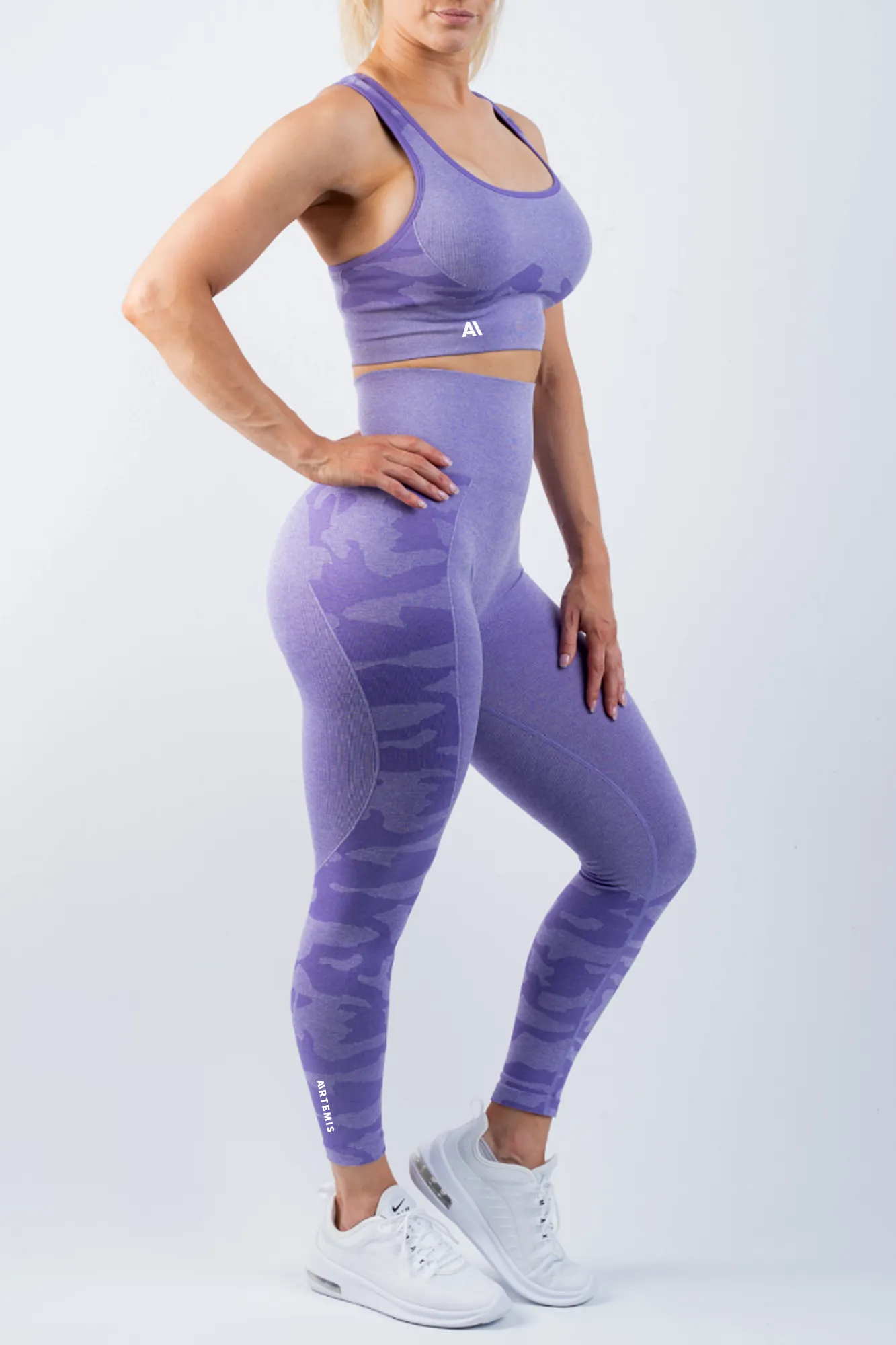 Coco Camo Scrunch Bum Leggings Purple